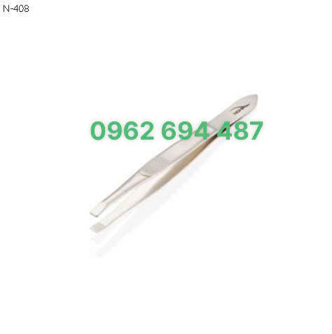Kềm Nghĩa N.408 - Nhíp Nhổ Lông Mày Đầu Ngang Inox Mạ Vàng Trắng Ánh Kim